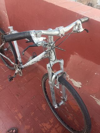 Bicicleta de montaña plateada