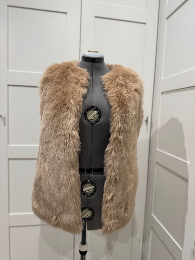 Chaleco de pelo sintético beige/marrón talla única