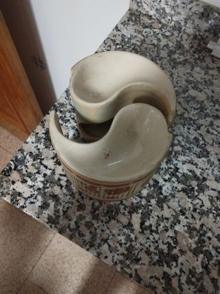 Candelabro Cerámica Yin Yang Beige/Rojo