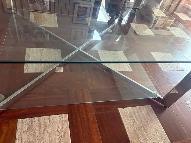 Mesa de centro diseño cristal y metal