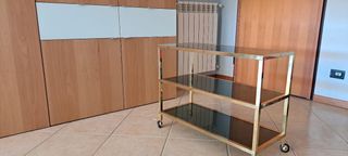 Carrello bar/Tv in ottone e vetro