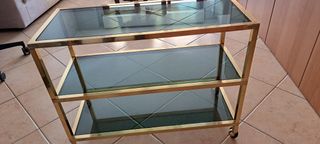 Carrello bar/Tv in ottone e vetro