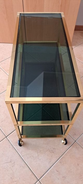 Carrello bar/Tv in ottone e vetro