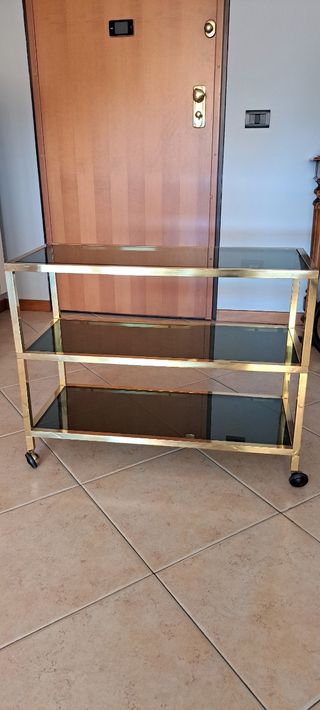 Carrello bar/Tv in ottone e vetro