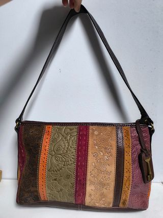 Bolso Fossil Patchwork Cuero Multicolor
