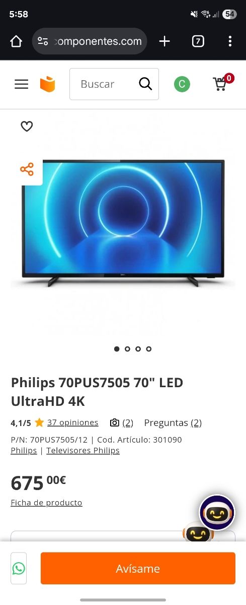 TV Philips 70 Estropeada. LEER!!