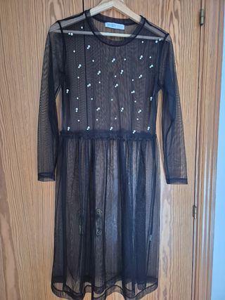 Vestido Malla Zara Perlas Talla S