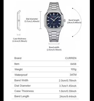 Reloj CURREN Hombre Azul y Plateado