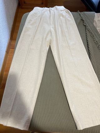 Nuevo Pantalón de lino beige Talla 34/32