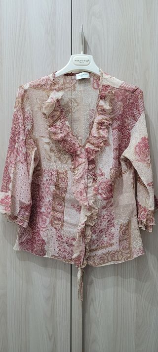 Camicetta in pura seta Motivi fantasia floreale co