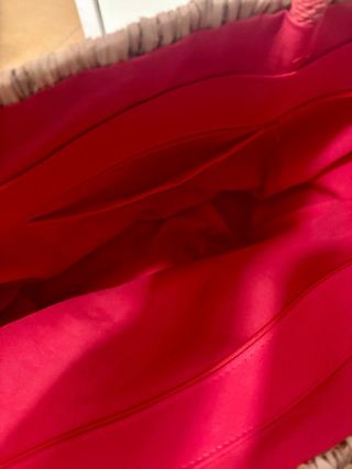 Bolso cesto asas grande de paja con gatito de lana