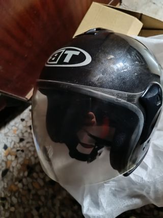 Casco moto jet nero con visiera