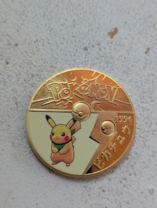 3 Monedas Pokémon Pikachu 1996 Oro