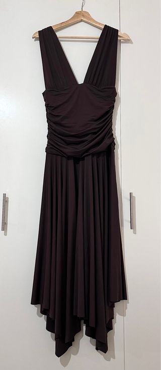Vestido Mango marrón drapeado