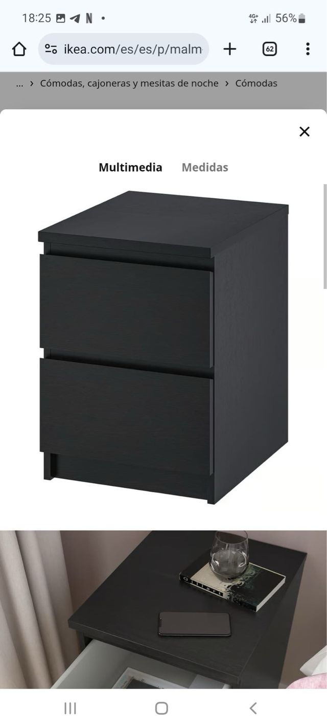Comodino smontato marrone MALM IKEA
