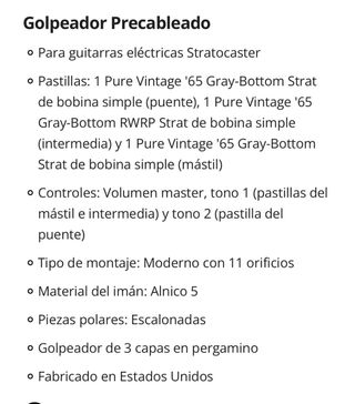 Fender Prewired 65 Strato
Para guitarras