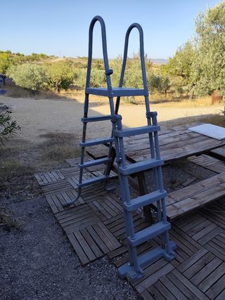 Escalera Piscina Gris Plástico