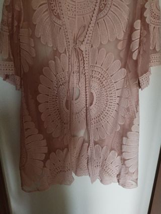 Pareo de playa encaje rosa