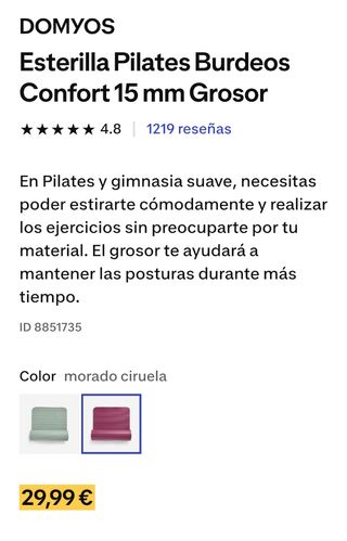 Esterilla Pilates Domyos Morada