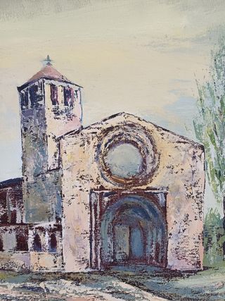 Cuadro de ermita enmarcado.