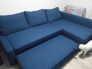 Sofá Cama Chaise Longue Azul