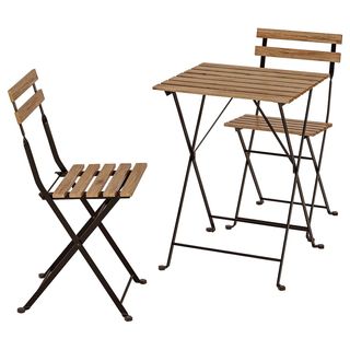 Mesa y Sillas Terraza Madera y Metal y cojines