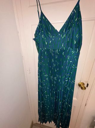 Vestido fiesta azul y verde