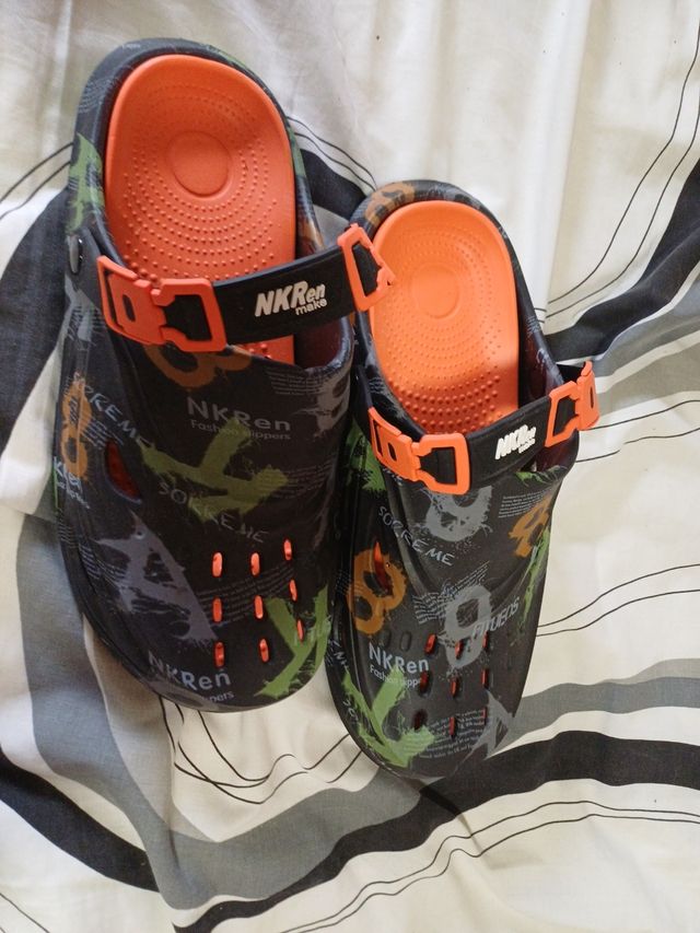 Zuecos NKRen Camuflaje Naranja Talla 45