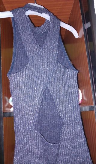 Vestido largo plateado Lefties talla única