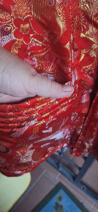 Giacca in seta e lana rossa e oro