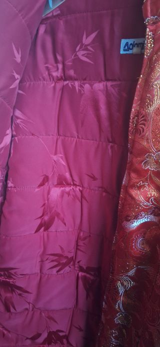 Giacca in seta e lana rossa e oro
