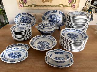 Vajilla Santa Clara Porcelana Azul y Blanca