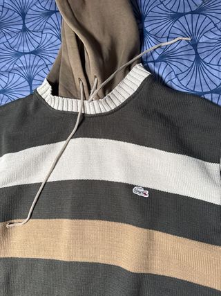 Jersey Lacoste Rayas Beige Gris vintage