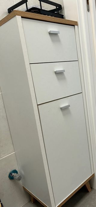 Mueble baño 2 cajones blanco y madera