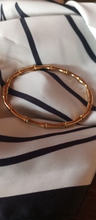 Pulsera dorada bambú acero inoxidable mujer
