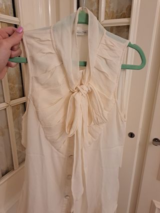 Blusa Massimo Dutti Beige/Blanca