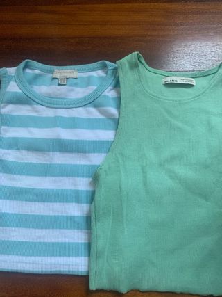 Lote 2 Camisetas Pull&Bear Verde y Turquesa