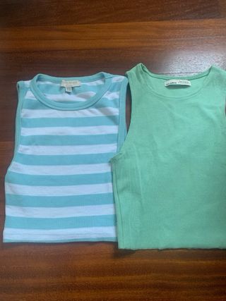 Lote 2 Camisetas Pull&Bear Verde y Turquesa