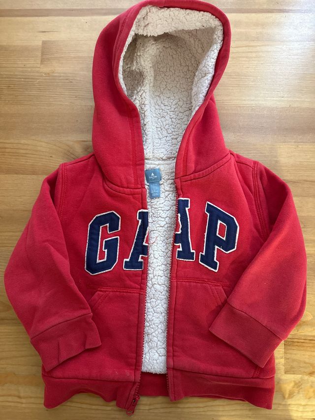 Sudadera Bebé Gap T2 Roja Forrada Borreguito