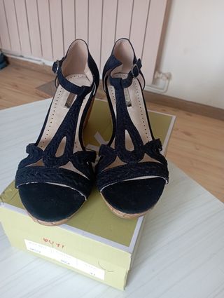 Sandalias negras cuña mujer talla 41