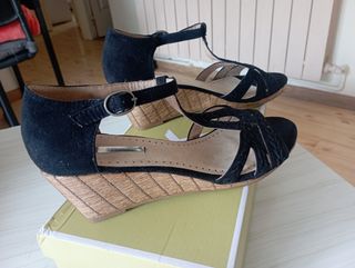 Sandalias negras cuña mujer talla 41