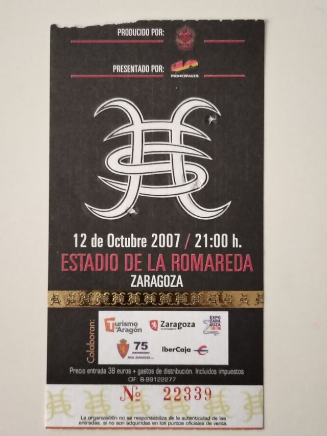 Entrada Héroes Del Silencio Zaragoza 2007