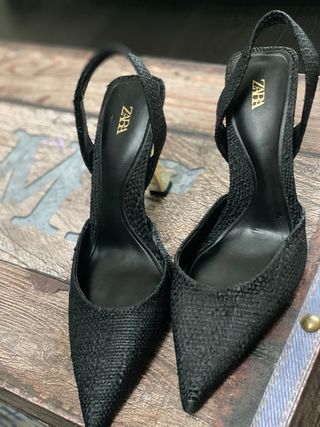 Zapatos Zara rafia y metal T36