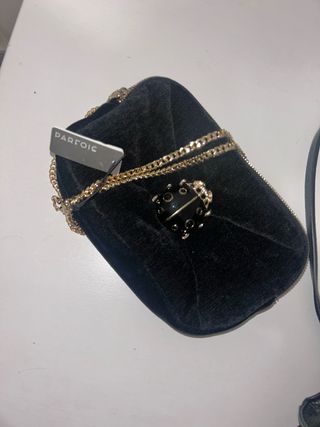 Bolso Parfois negro con cadena dorada de fiesta 