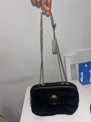 Bolso Parfois negro con cadena dorada de fiesta 