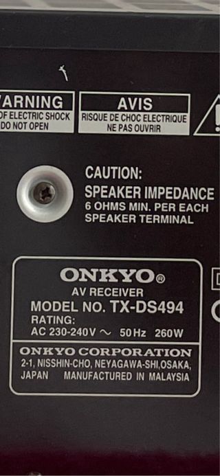 Amplificador A/V Onkyo TX-DS494 con mando