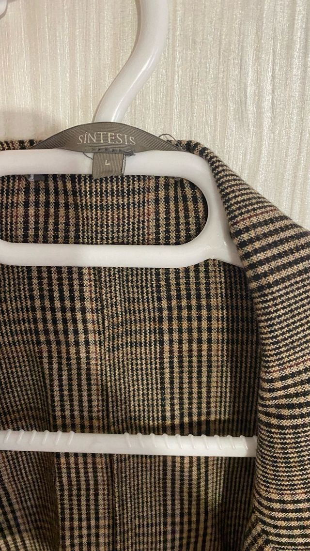 Chaqueta cuadros marrón y multicolor