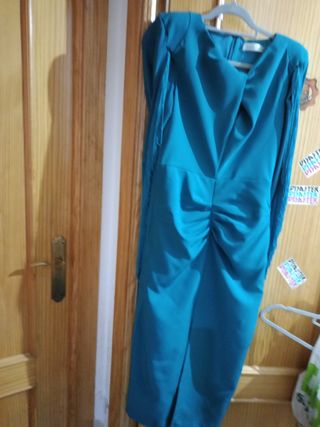 Vestido fiesta mujer verde azulado