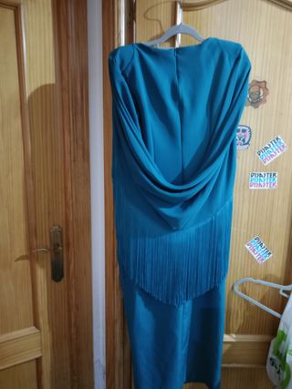 Vestido fiesta mujer verde azulado