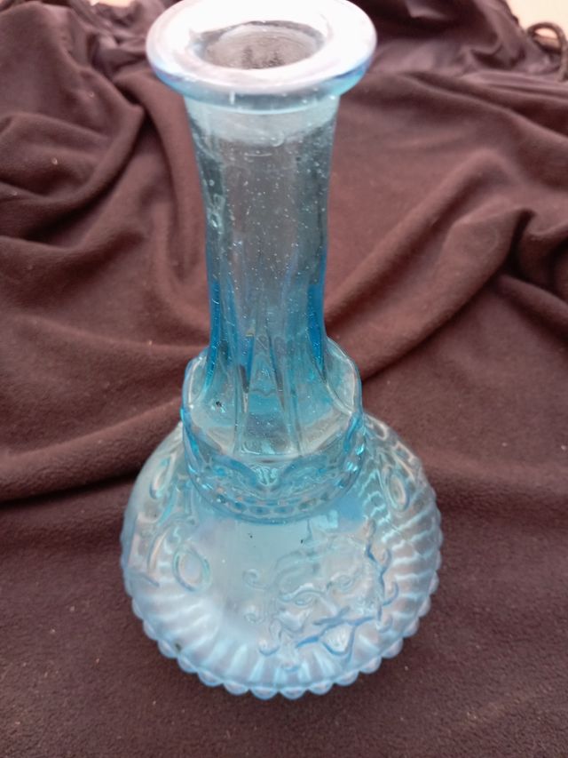 Jarrón/Vaso de Vidrio azul antiguo/vintage